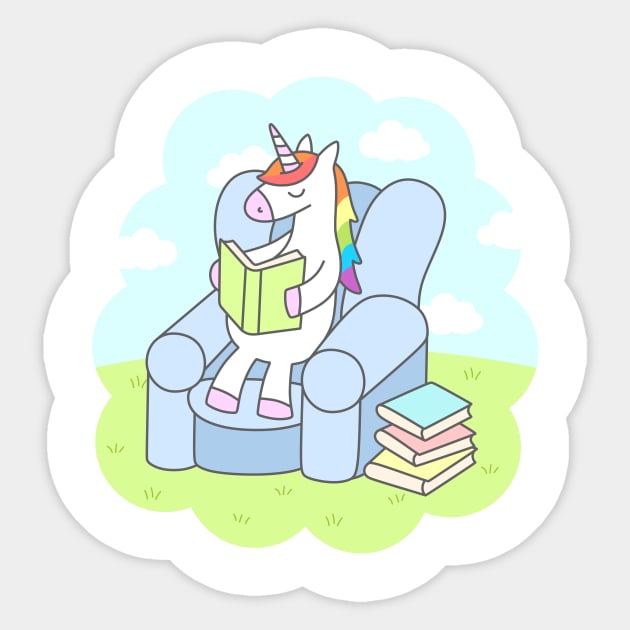 Unicorn Reader Sticker by sombrasblancas